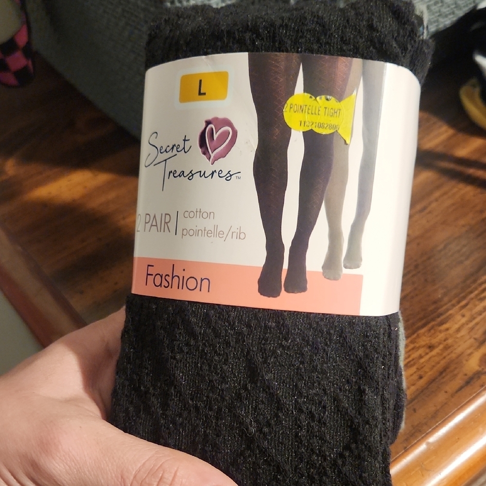 Secret Treasures Black Hosiery 2 Pair